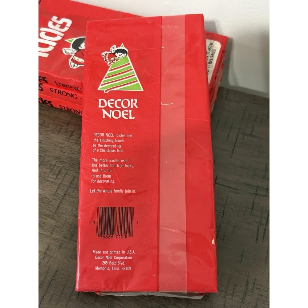Decor Noel Vintage Icecicles Tinsel Christmas 1970's NIB Lot of 4